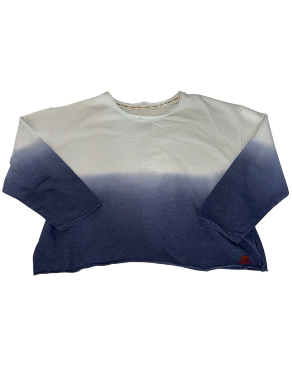 Peace Love World Ombre Dip-Dye Long Sleeve Top - White to Navy XL